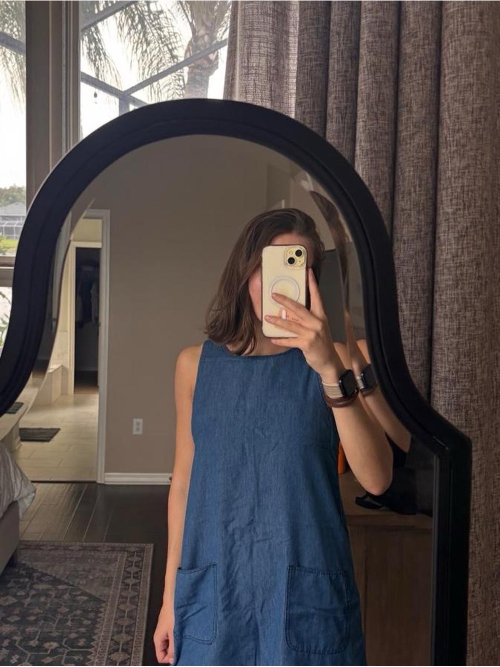 Sleeveless Denim-Look Dress in Blue
